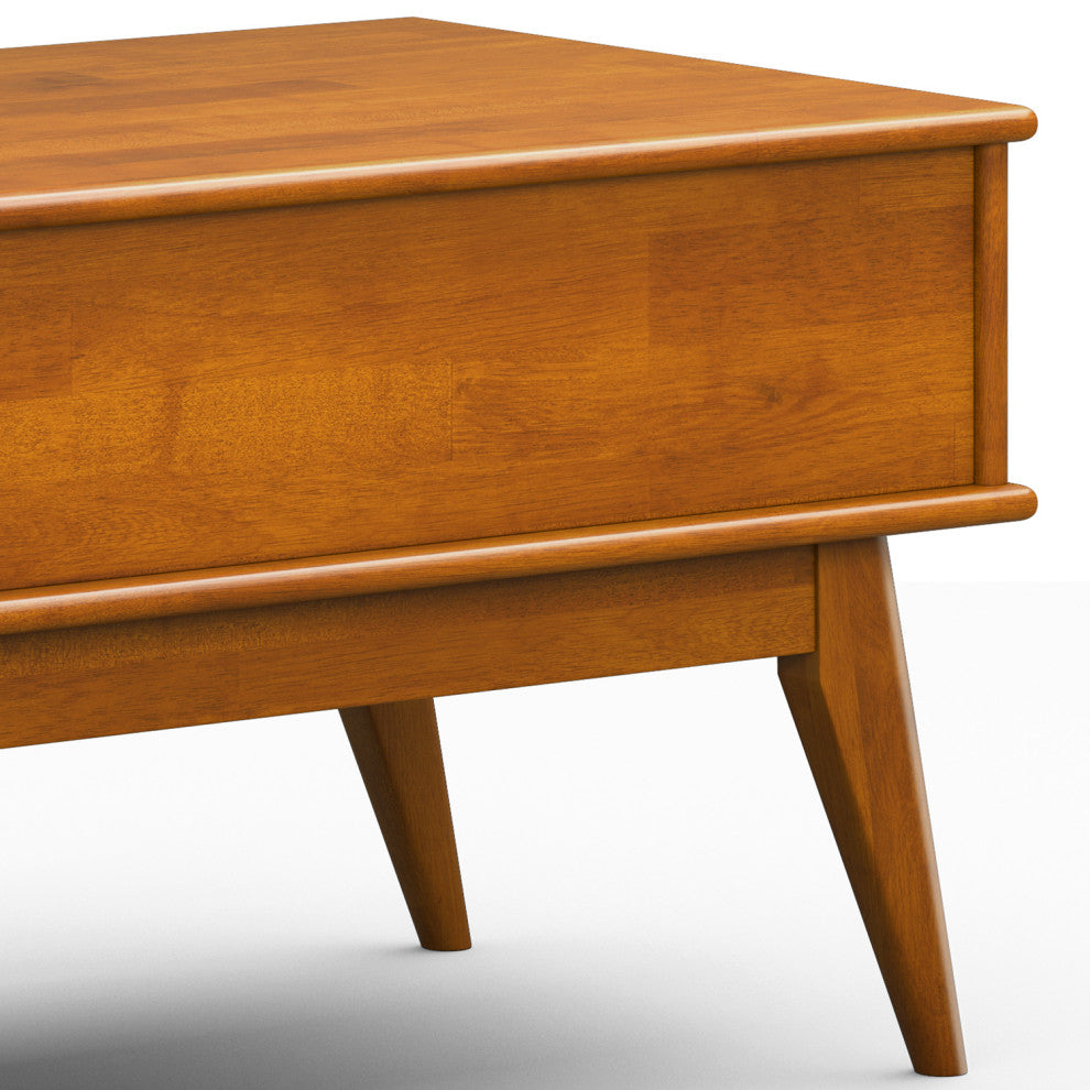Draper Solid Hardwood Lift Top Coffee Table, Teak Brown