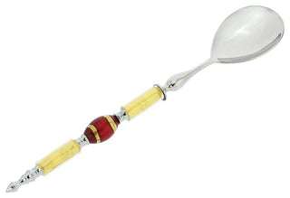 GlassOfVenice Italian Murano Glass Salad Spoon - Gold Red Stripes
