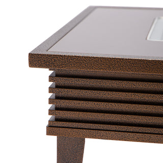 Leisuremod Walbrooke Patio Square Fire Pit Table With Aluminum Slats Frame, Brown