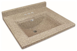 Transolid Savannah 25" x 22" Single Bowl Vanity Top for 4" Centerset Faucet, Latte