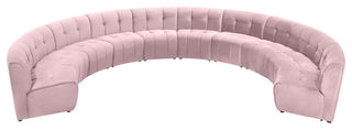 Limitless Velvet Upholstered 10-Piece Modular Sectional, Pink