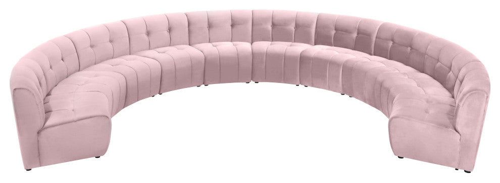 Limitless Velvet Upholstered 10-Piece Modular Sectional, Pink