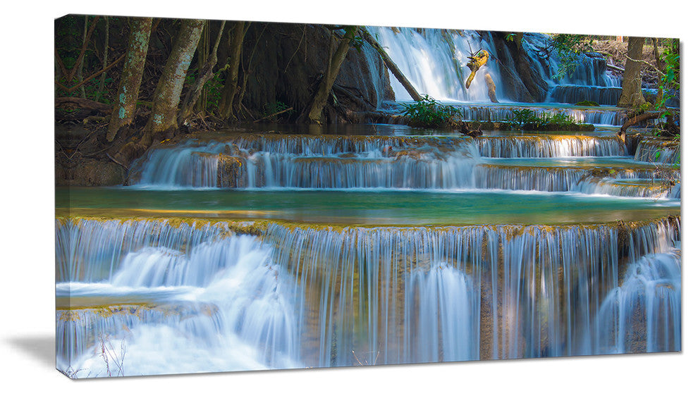 "Deep Forest Waterfall, Thailand" Landscape Canvas Photo Print, 32"x16"