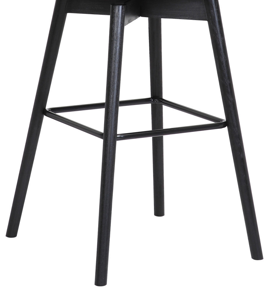 Sicily 26" Swivel Black Wood Counter Stool in Light Gray Fabric, 30