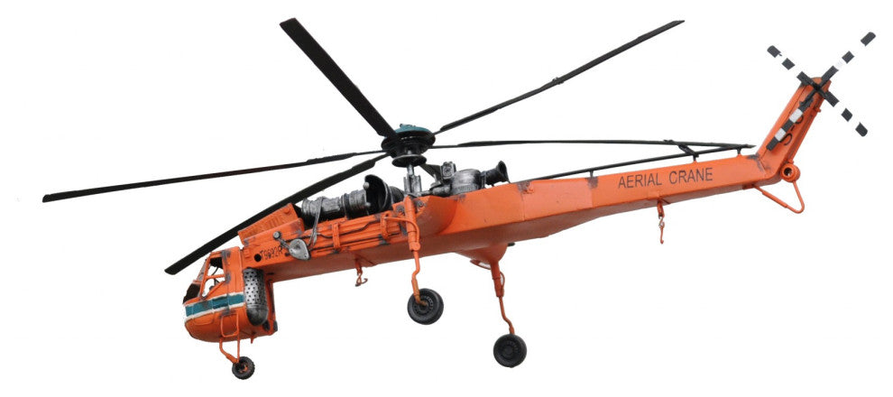 12" Orange Metal Hand Painted Model Airplane Tabletop Sculpture