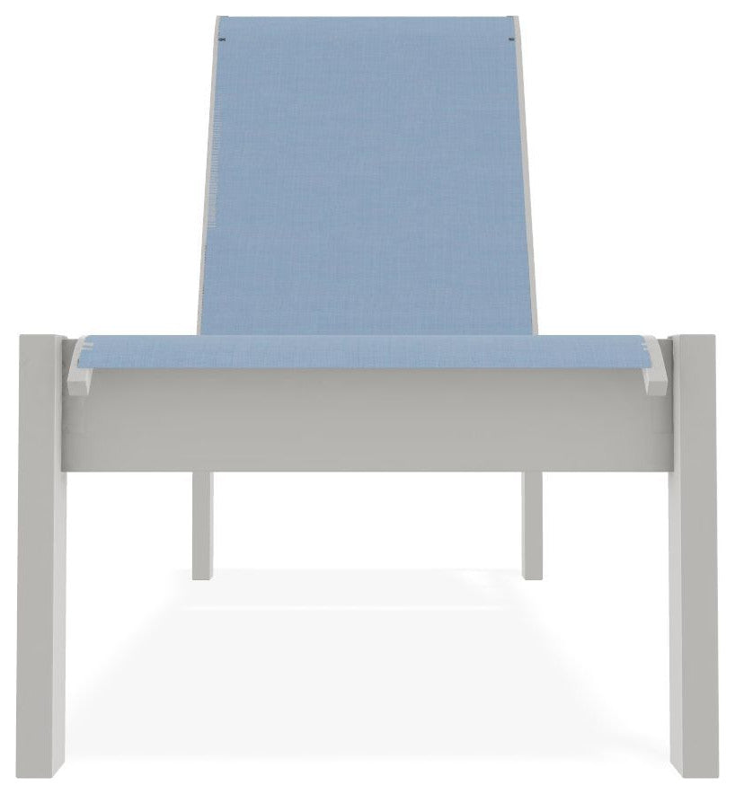 Leeward Sling Stackable Outdoor Chaise Lounge, Sky/Snow