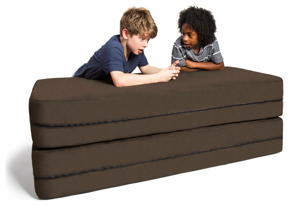 Zipline Big Kids Modular Sofa and Ottoman, Chocolate