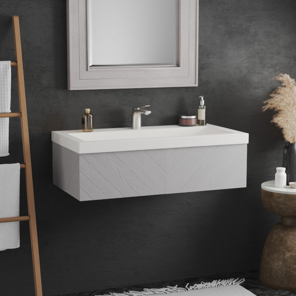 Vintner's Floating Bathroom Vanity, Grigio