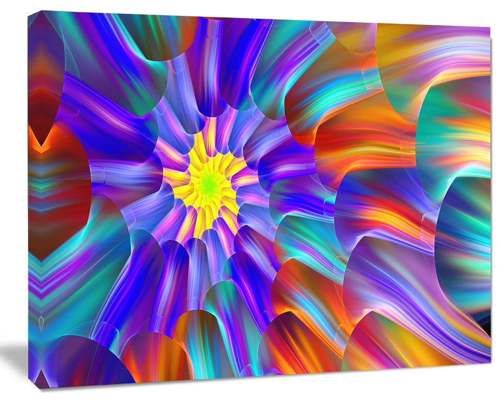 Spectacular Stain Glass with Spirals, Floral Canvas Art Print, 20"x12"
