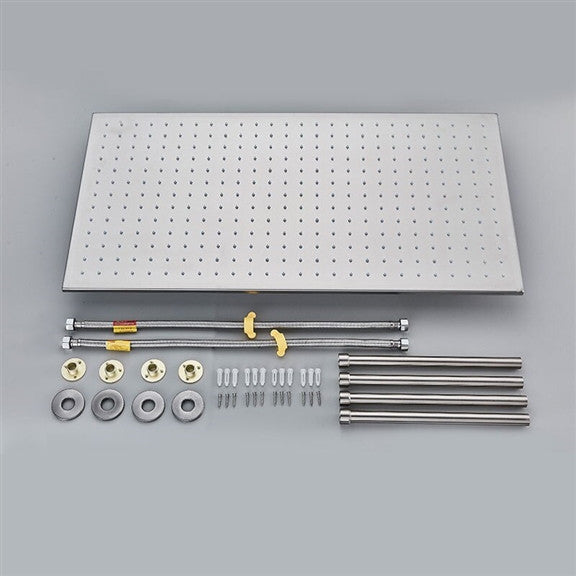 Fontana 20*40" LED Rainfall Shower System, Handheld Shower & 3 Body Jets, Chrome
