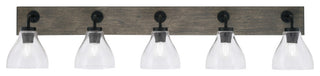 Oxbridge, Bath Bar, Matte Black & Painted Distressed Metal, 6.25" Clear Bubble