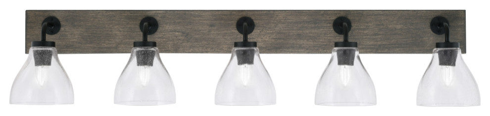 Oxbridge, Bath Bar, Matte Black & Painted Distressed Metal, 6.25" Clear Bubble