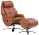 Melbourne Top Grain Leather Ergonomic Manual Recliner & Ottoman Set, Tan/Silver