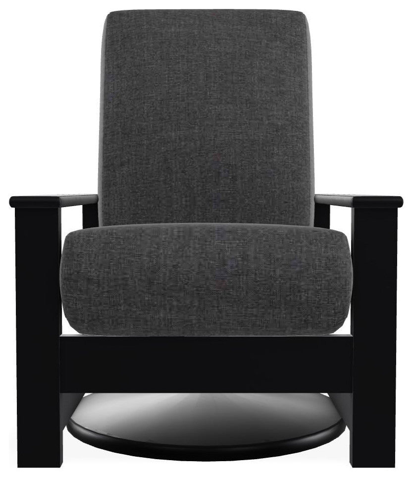 Leeward Deep Seat Outdoor Hidden Swivel Rocker, Slate/Black
