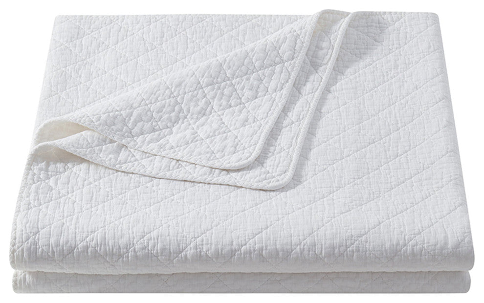 Stonewashed Cotton Gauze Quilt, 1PC, Vintage White, Twin