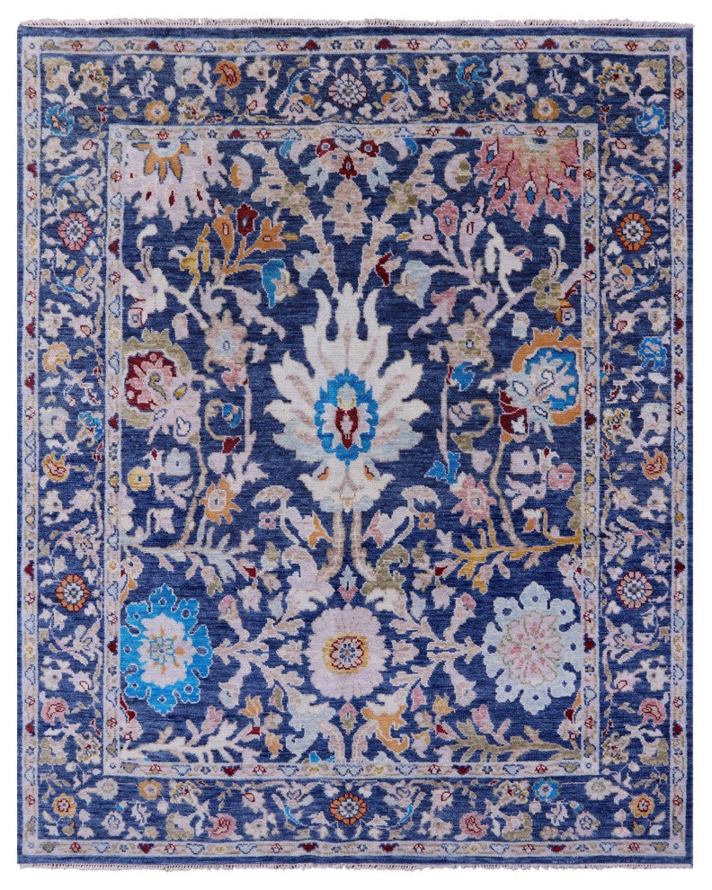 Hand-Knotted Turkish Oushak Wool Rug 8' 1" X 9' 11" - Q13312