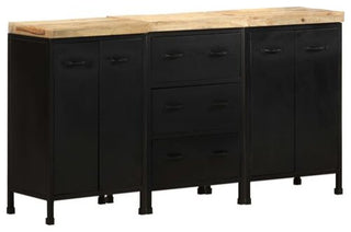 vidaXL Sideboard Rough Mango Wood with Black Frame