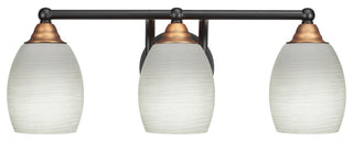 Paramount 3-Light Bath Bar, Matte Black & Brass, 5" White Linen Glass