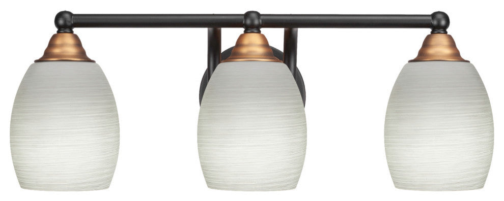 Paramount 3-Light Bath Bar, Matte Black & Brass, 5" White Linen Glass