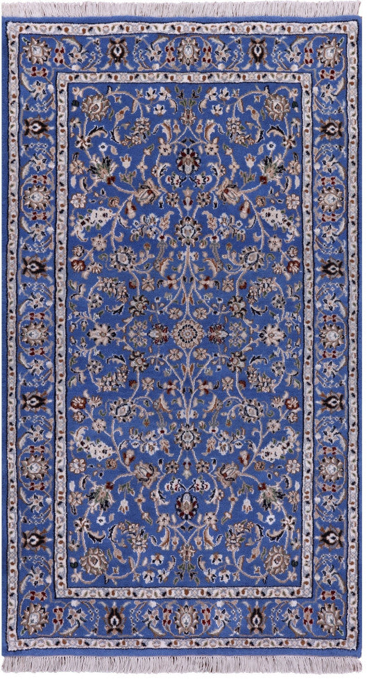 2' 11" X 5' 2" Persian Nain Wool & Silk Handmade Rug - Q15989
