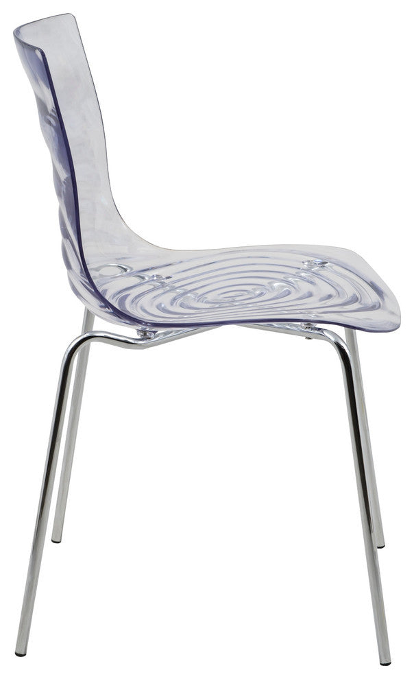 Leisuremod Astor Plastic Dining Chair With Chrome Base, Clear