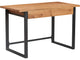 Farmhouse Desk, Metal Frame With Storage Drawer & Cut Out Pulls, Black/Natural