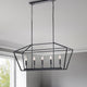 5-Light Matte Black Linear Lantern Pendant Light Cage Chandelier