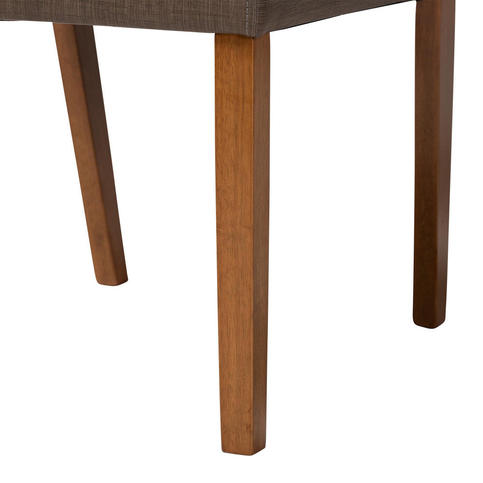 Montreal Mid-Century Dark Walnut Wood Gray Faux Leather Dining Chairs, Set of 2