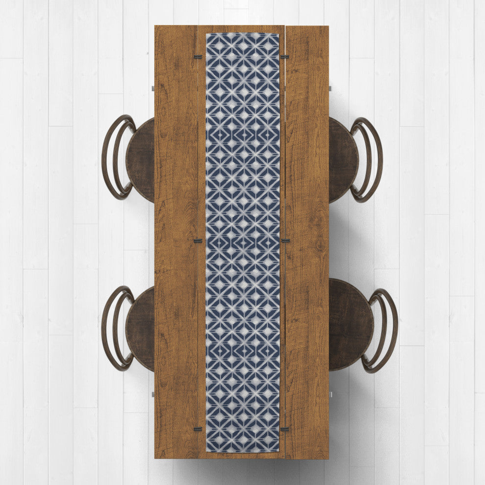 Navy Diamond Pattern 16x72 Cotton Twill Runner