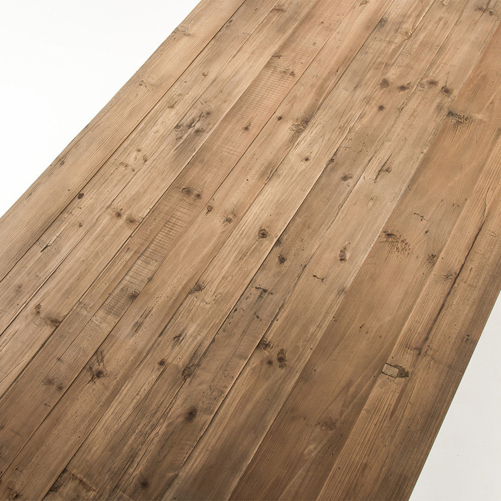 Edger French Country Rustic Natural Wood Top With White Legs Dining Table