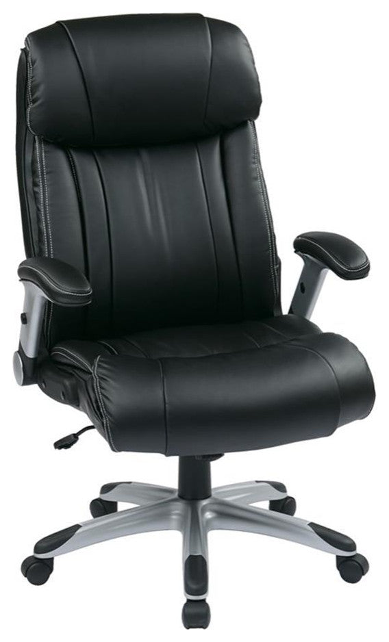 Bonded Leather Office Chair in Silver and Black