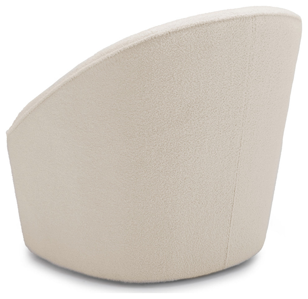 Andria Boucle Swivel Chair, Milky White