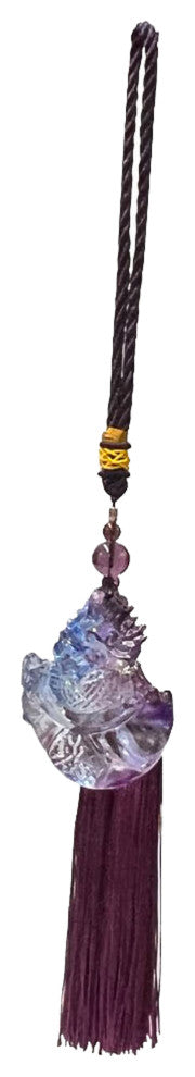 Crystal Glass Fengshui Fortune Purple Blue Dragon Gift Decor Tassel, ws2172