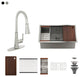 32in Single Bowl Undermount Workstation Kitchen Stainless Steel Sink with Faucet, Brushed Nickel