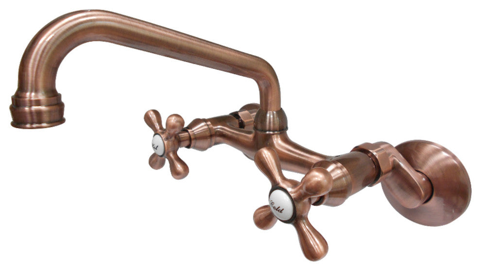KS213X-P Adjustable Center Wall Mount Kitchen Faucet, Antique Copper