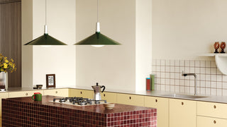 Large Bower Pendant Light In Anodised Aluminium and Dark Green