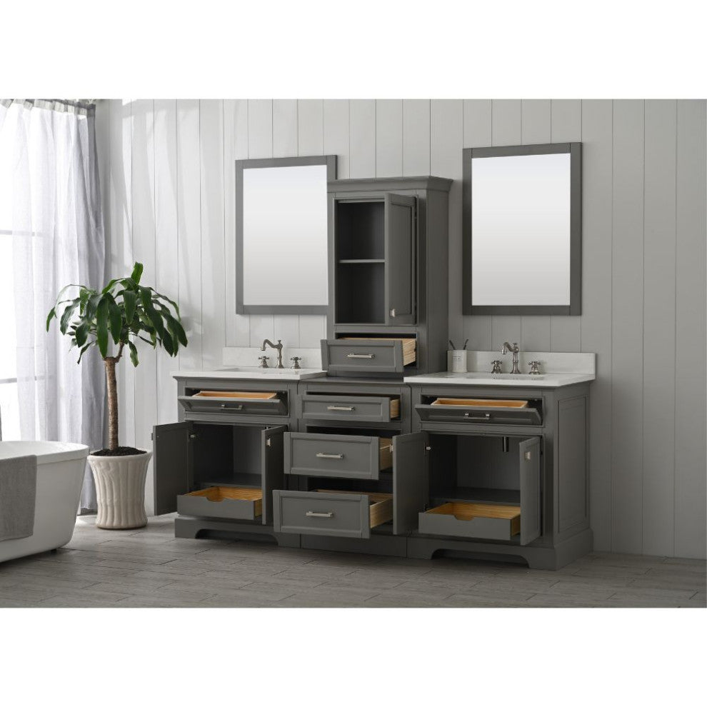 Milano Transitional Gray 96" Double Sink Bathroom Vanity Modular Set