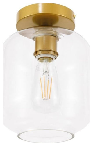 Living District Collier 1-Light Metal & Glass Flush Mount in Brass/Clear