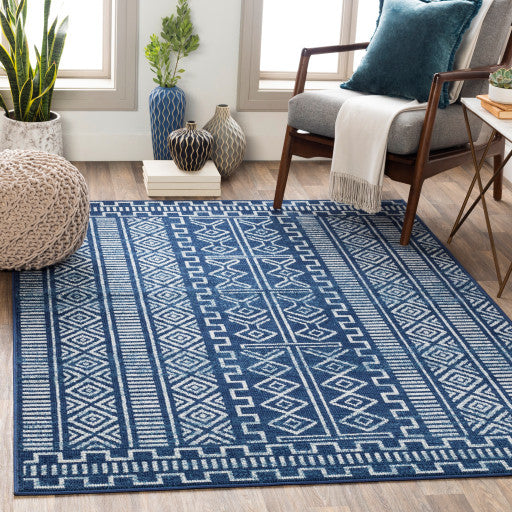 Surya Ustad UST-2309 7'10"x10'2" Rug, Navy/Denim/Cream