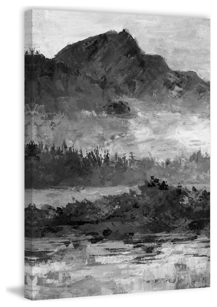 "Dark and Mysterious Mountain" Painting Print on Wrapped Canvas, 40"x60"