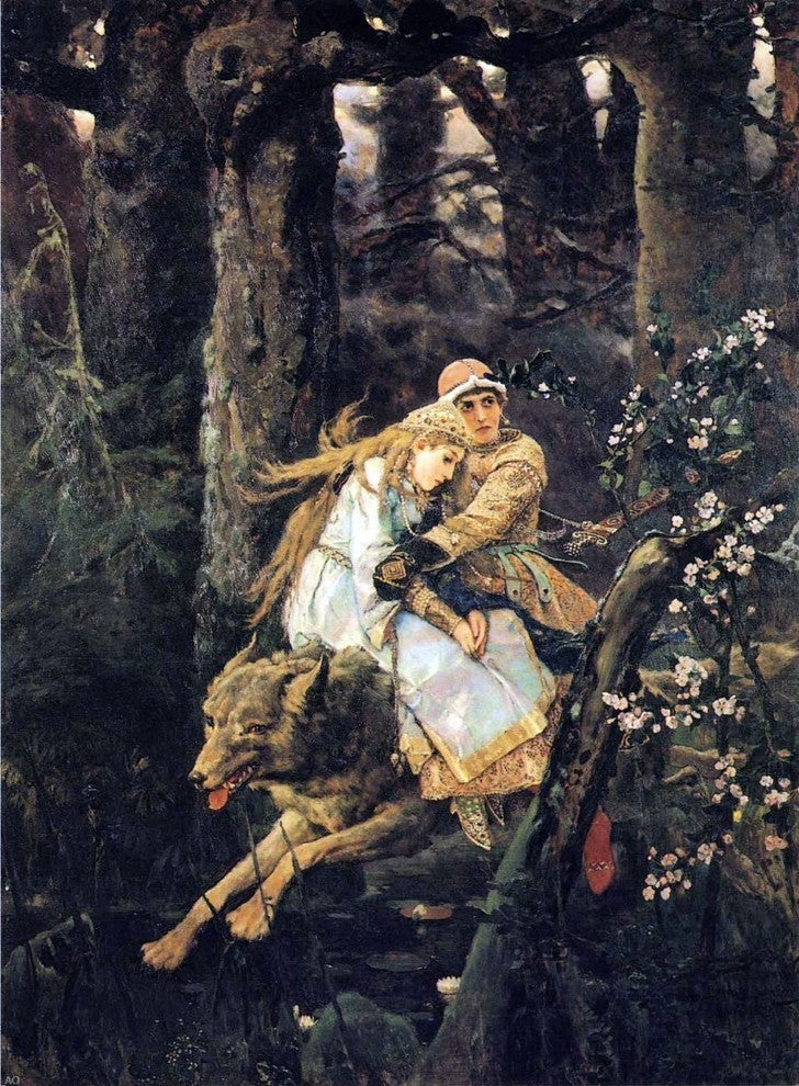 Victor Mikhail Vasnetsov Ivan Tsarevitch Riding the Grey Wolf Wall Decal