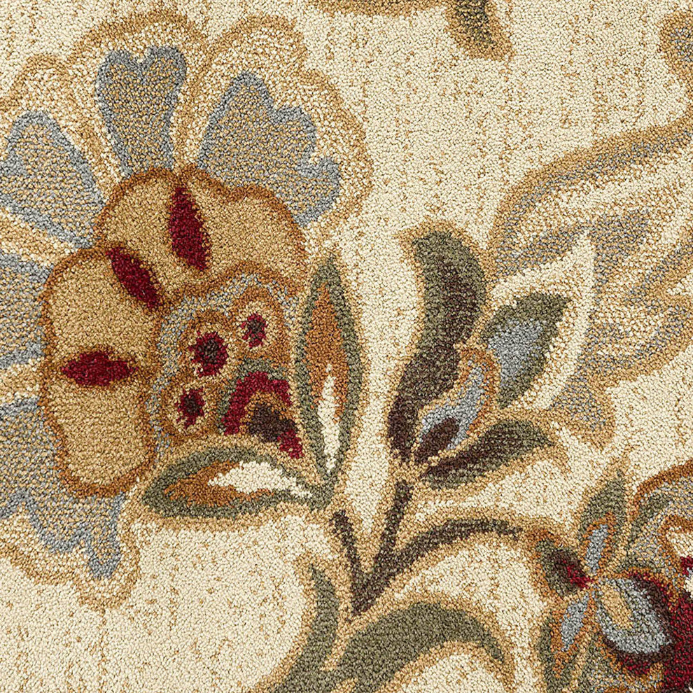 Fairfield Transitional Floral Beige Rectangle Area Rug, 5' x 7'