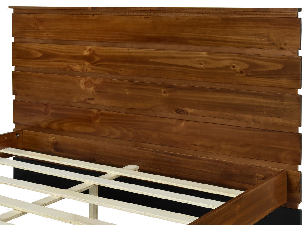 Gewnee Modern Solid Wood Bed Frame Queen Size Platform Bed