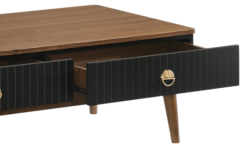 Amigo Black Veneer and Walnut Wood Coffee Table