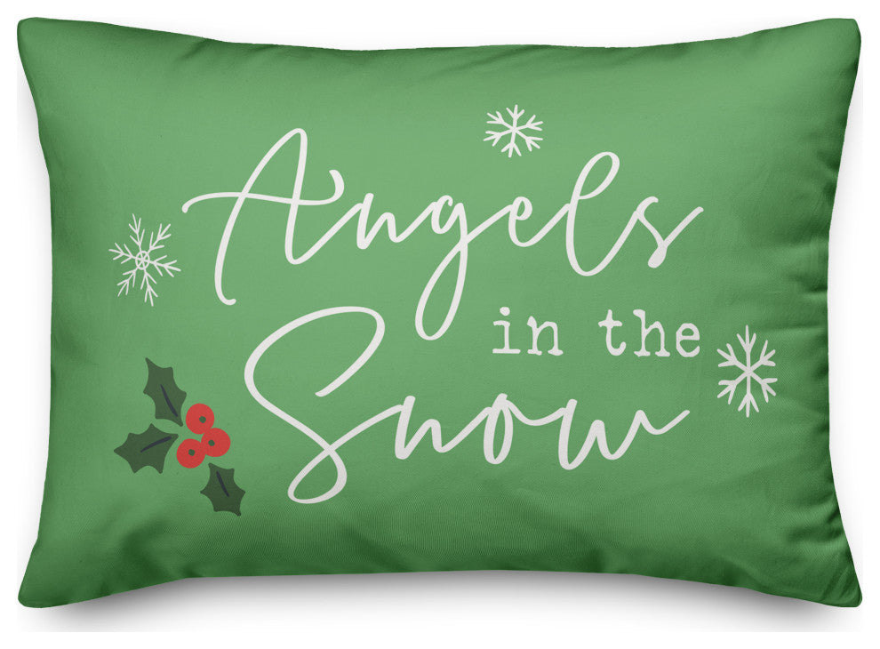 Light Green Angels, The Snow 20x14 Spun Poly Pillow