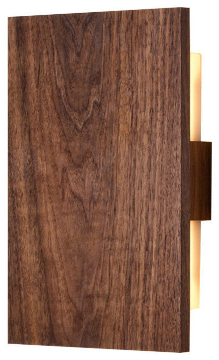 Tersus LED Wall Sconce, Walnut, Metal Plate: Brushed Aluminum