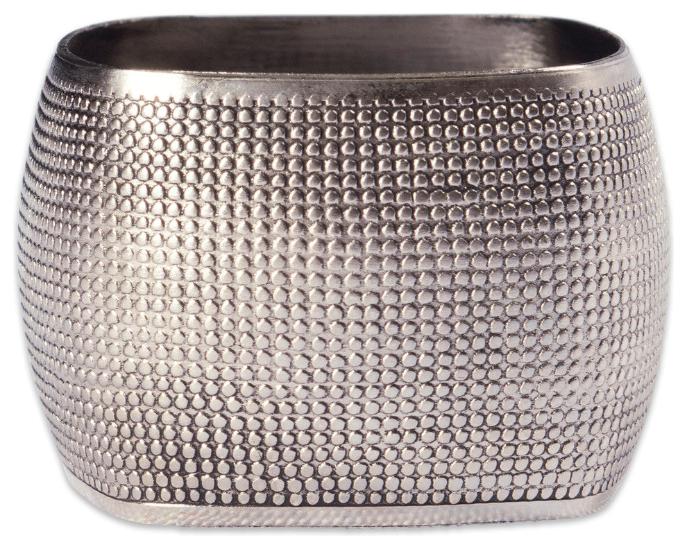 DII Silver Textured Square Napkin Ring, Set of 6