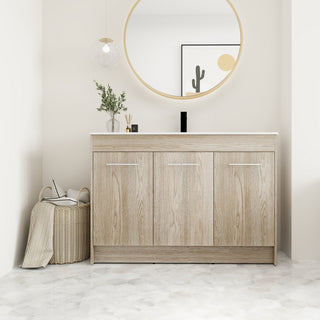 48 Inch Plywood Freestanding Bathroom Vanity With Resin Sink and Two Shelves