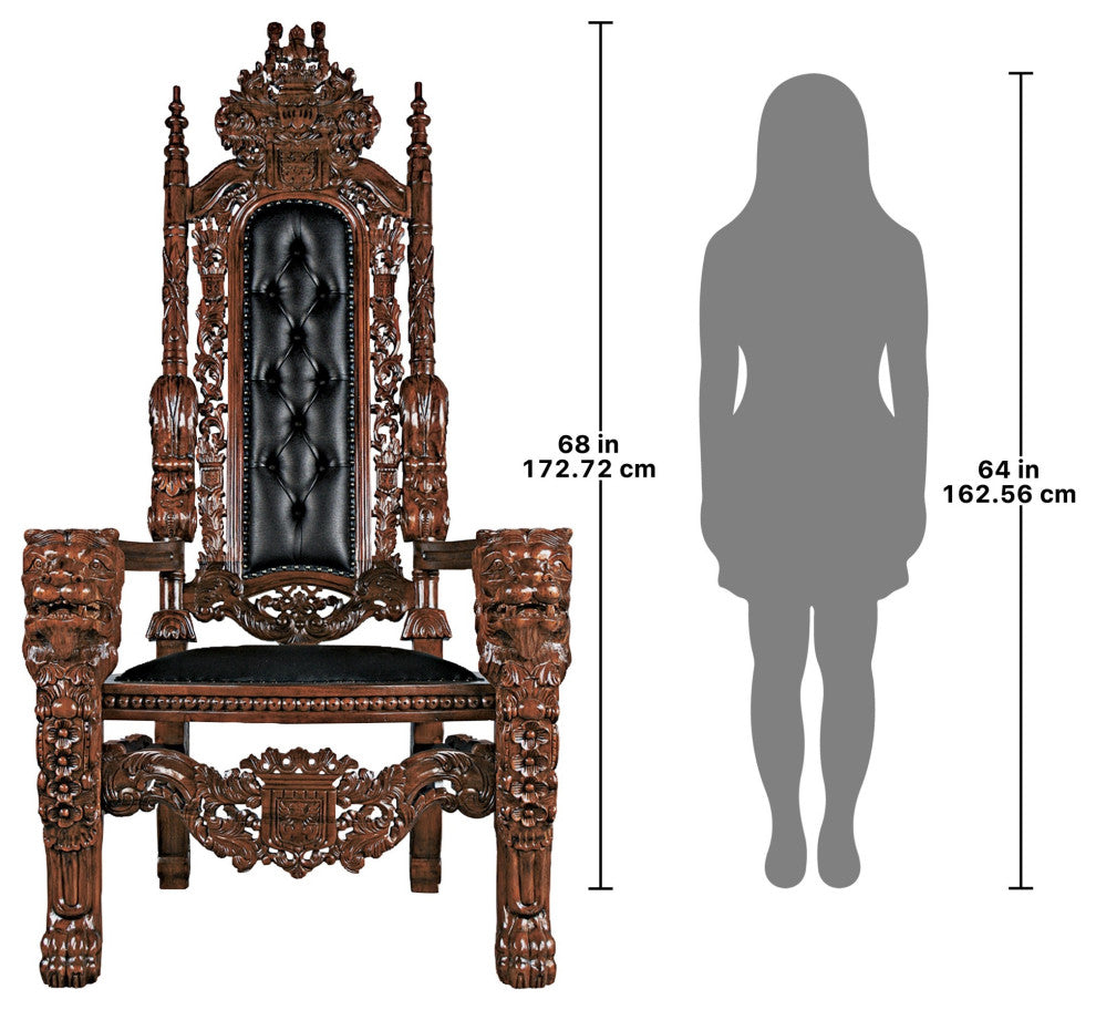 Lord Raffles Throne WithFaux Black Leather