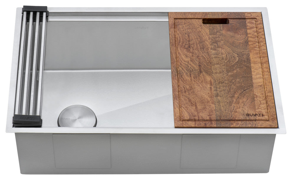 Ruvati RVH8596 36 In Workstation Slope Bottom Offset Drain Undermount Sink